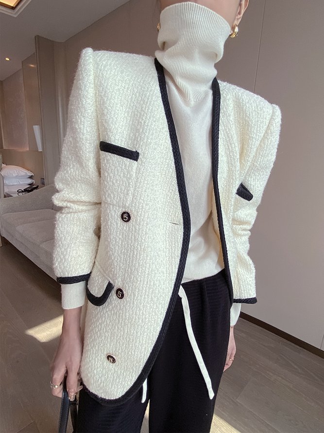 Daily Long sleeve Color Block Elegant Regular Fit Jacket