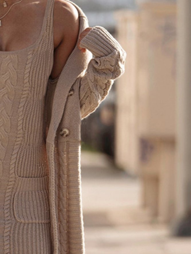 Loose Elegant Plain Sweater Long Sleeve Coat
