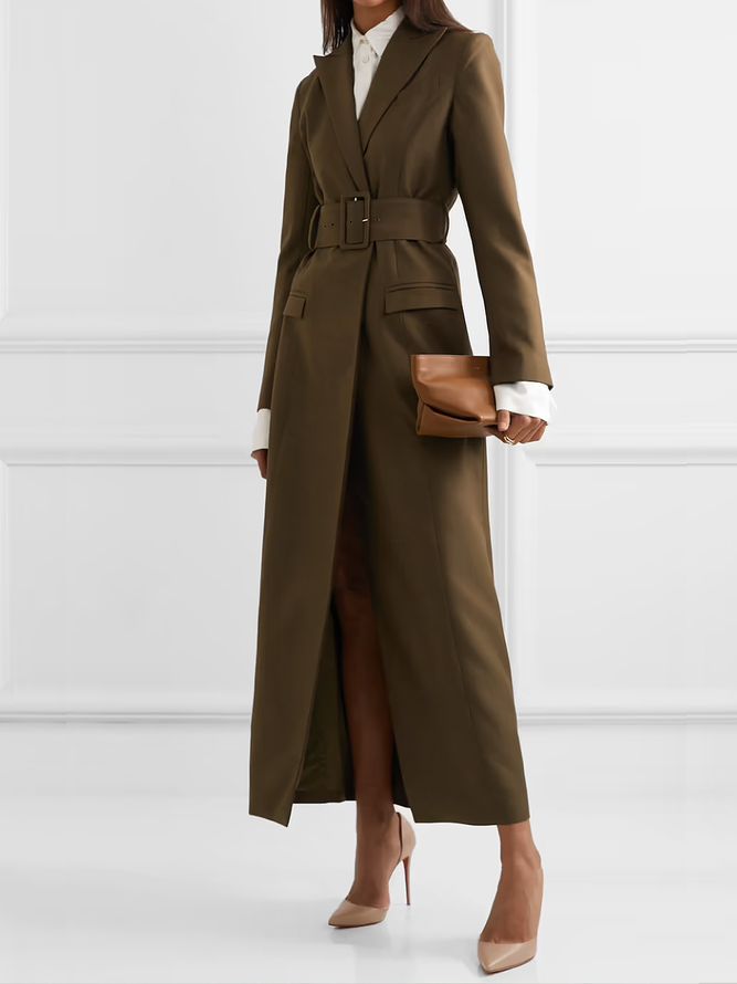Urban Lapel Collar h: Long sleeve Regular Fit Plain Long Overcoat