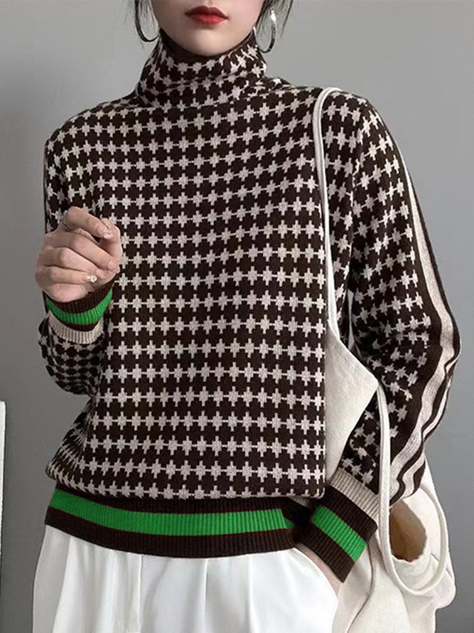 Long sleeve Elegant Geometric Regular Fit Sweater