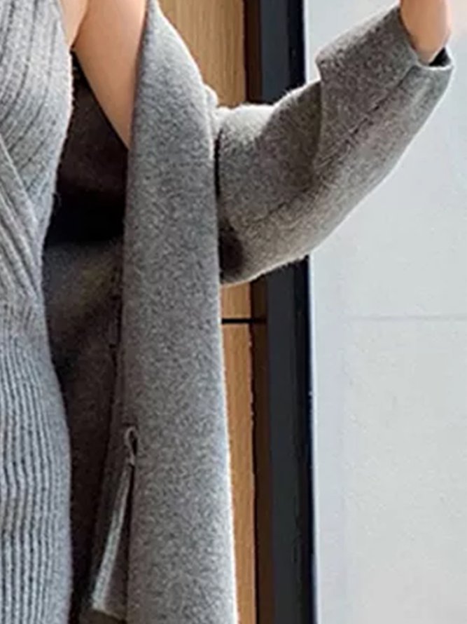 Elegant Plain Long Sleeve Loose Sweater Coat