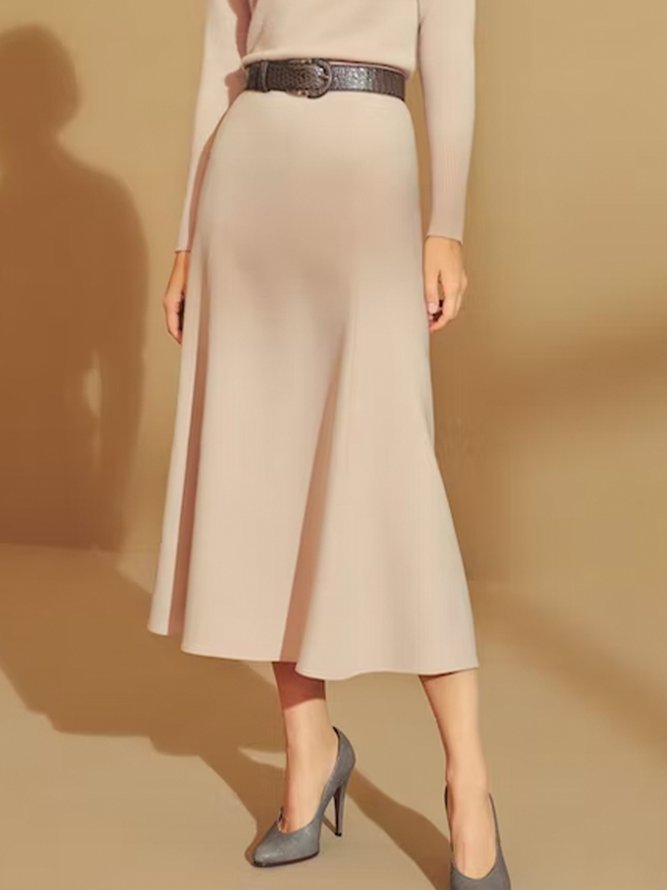 Elegant Plain Stand Collar Long sleeve Dress