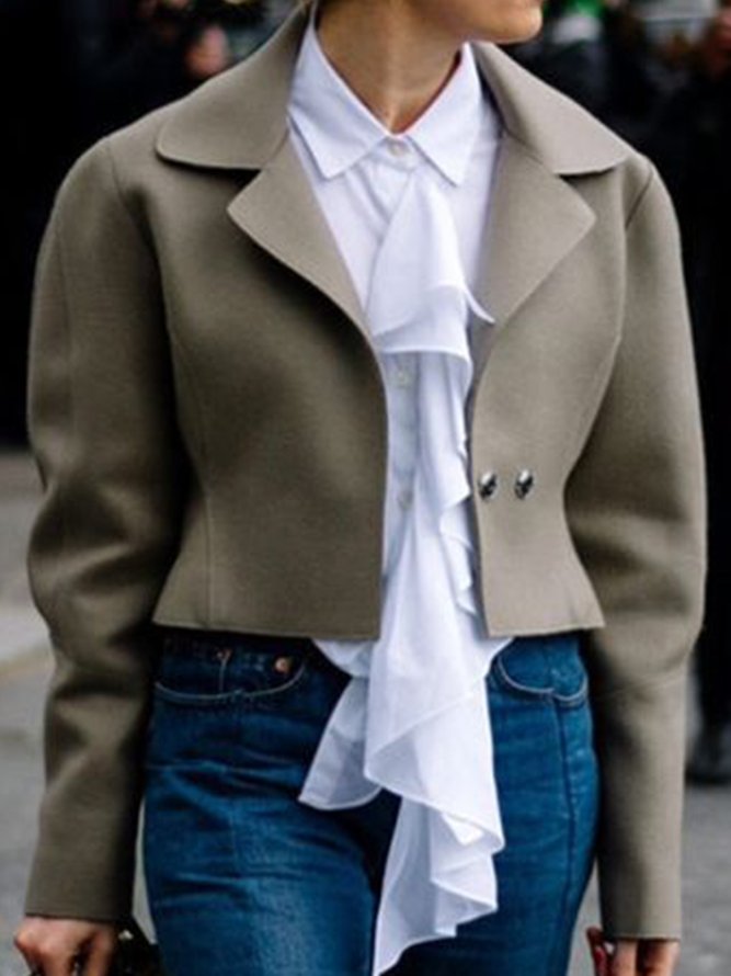 Lapel Collar  Simple Urban Plain Jacket