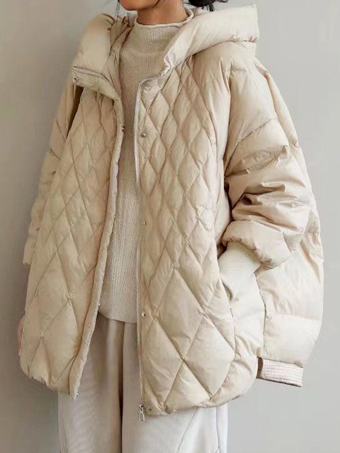 Hoodie Loose Plain Casual Fleece Coat
