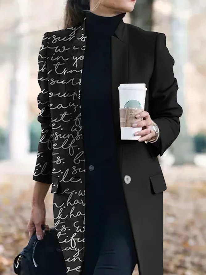 Text Letters Notched Urban Regular Fit Overcoat stylewe