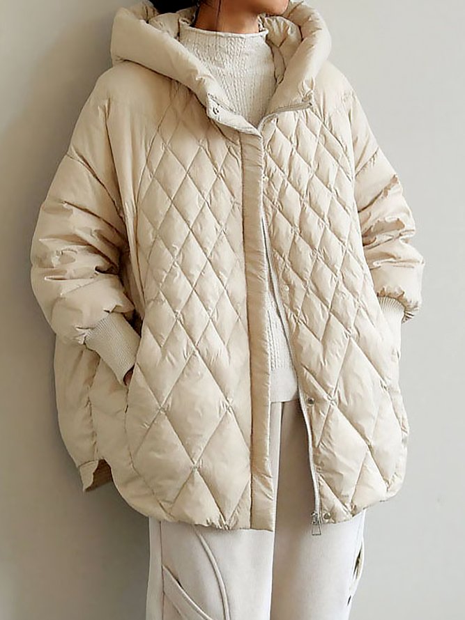 Hoodie Loose Plain Casual Fleece Coat