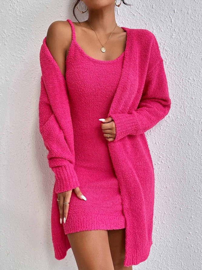 Daily Long sleeve V Neck Simple Two-Piece Set
