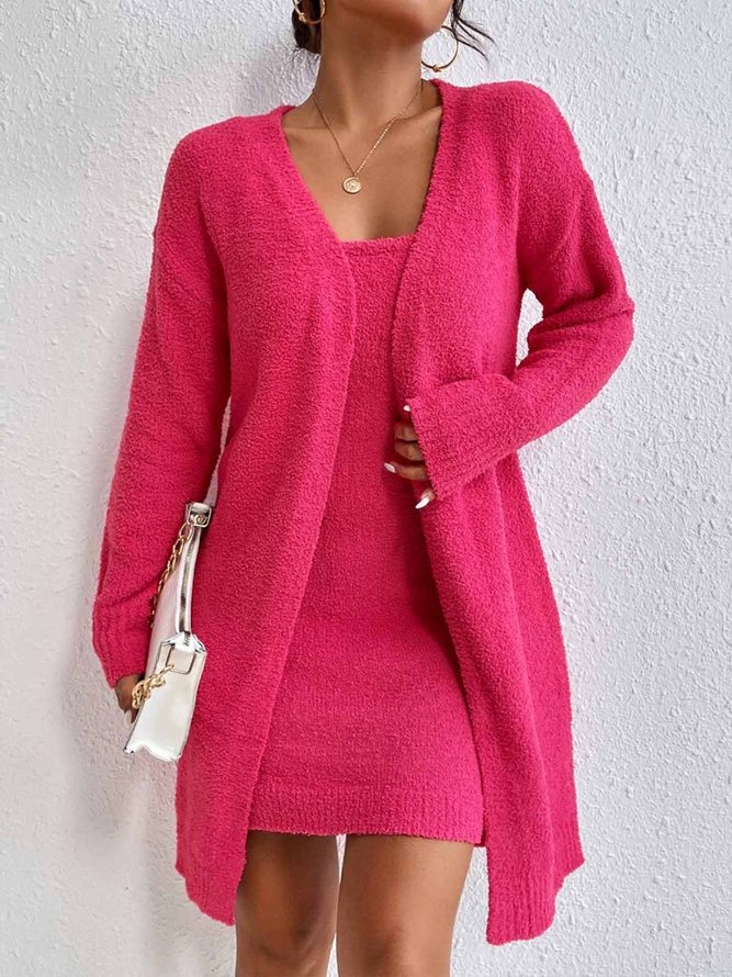 Daily Long sleeve V Neck Simple Two-Piece Set