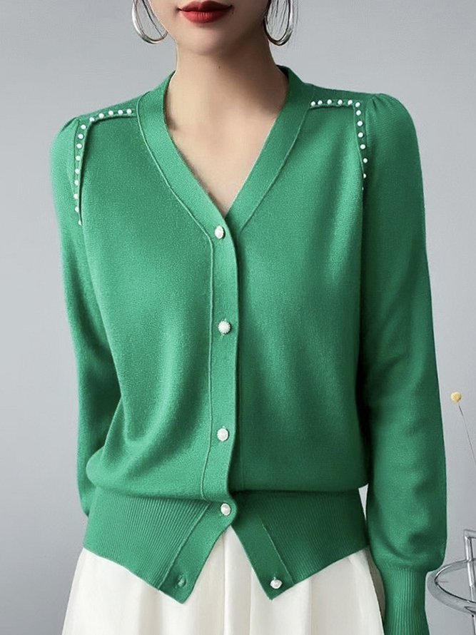 Elegant Long sleeve Plain Regular Fit Sweater Coat