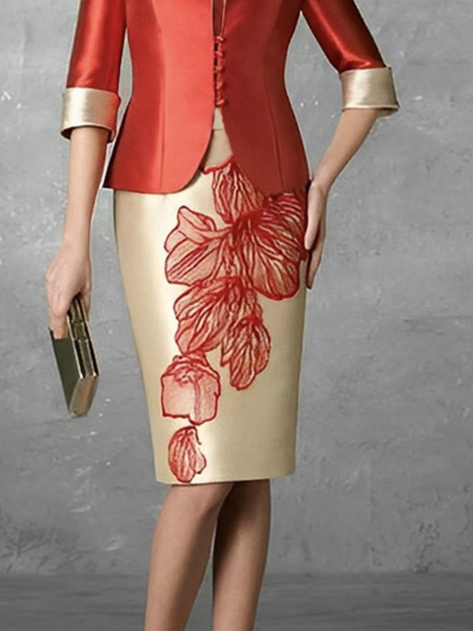 Floral Elegant Regular Fit Midi Skirt