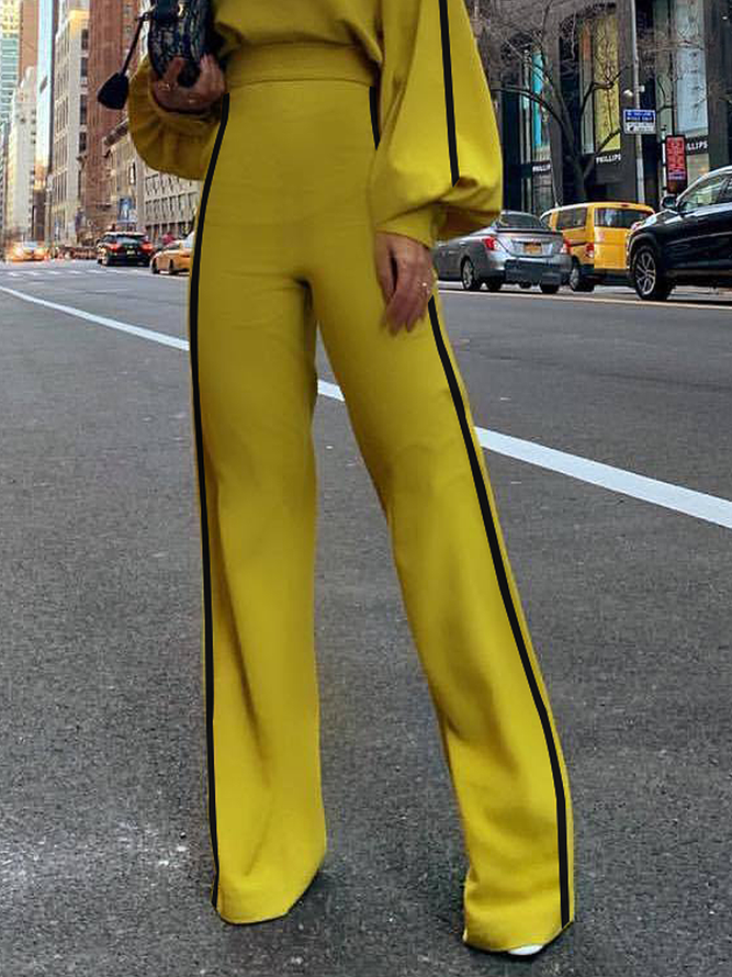 Stylewe Urban Color Block Regular Fit Fashion Long Pants