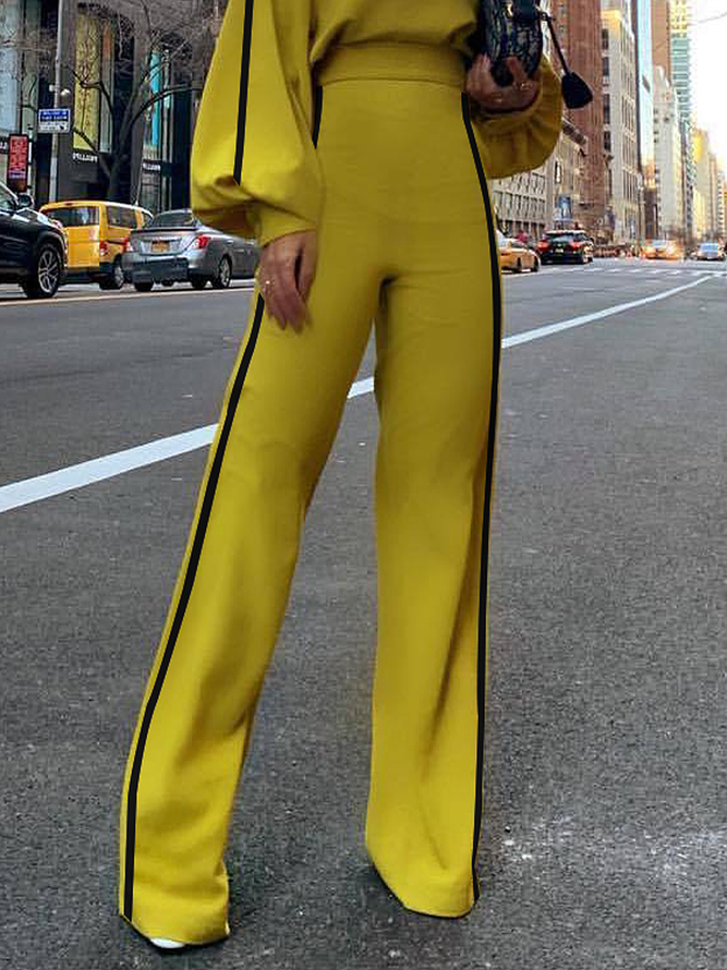 Stylewe Urban Color Block Regular Fit Fashion Long Pants