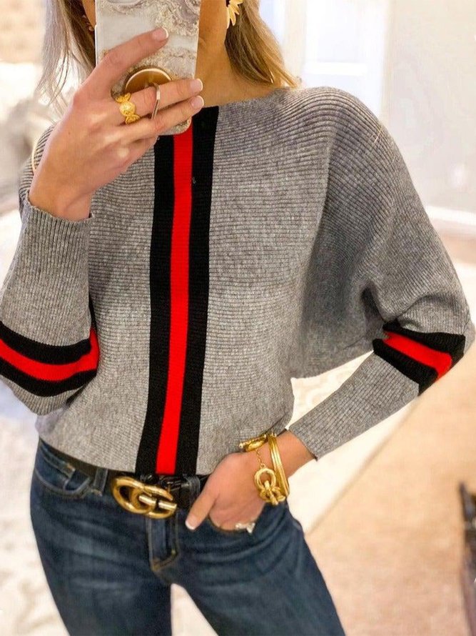 Long sleeve Casual Crew Neck Loose Sweater
