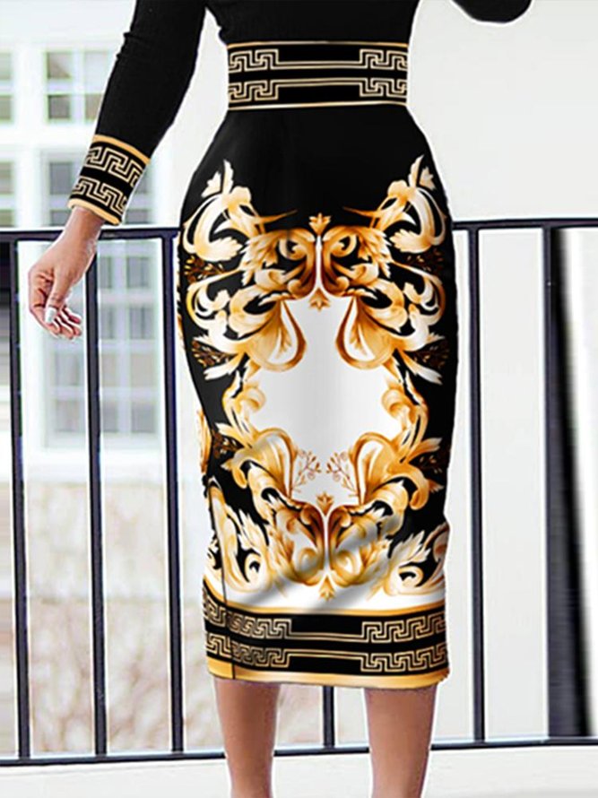 Long sleeve Elegant Color Block Regular Fit Dress