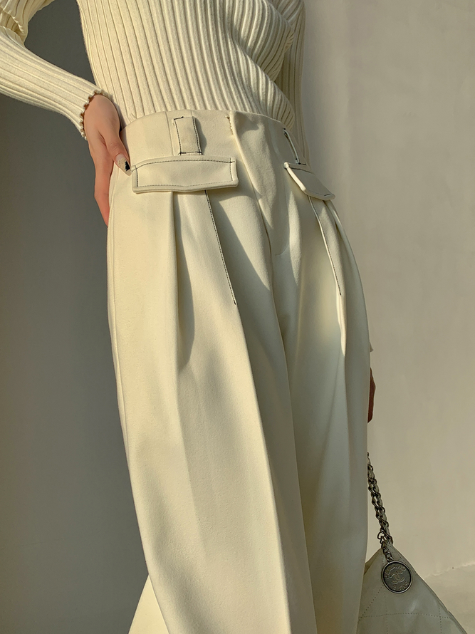 Elegant Plain Woolen Fashion Pants
