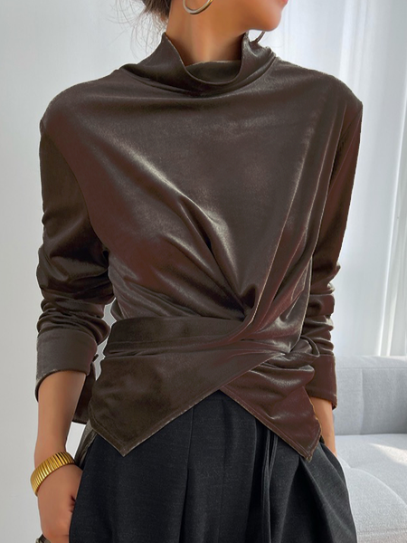 Elegant Regular Fit Velvet Plain Sweatshirt