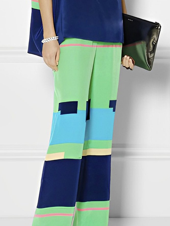 Color Block Elegant Fashion Pants