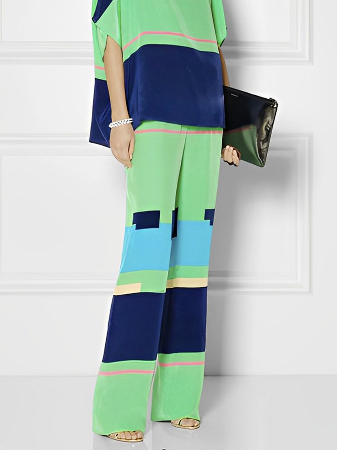 Color Block Elegant Fashion Pants