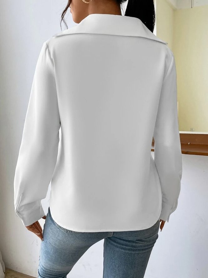 Shirt Collar Simple Loose Long sleeve Blouse