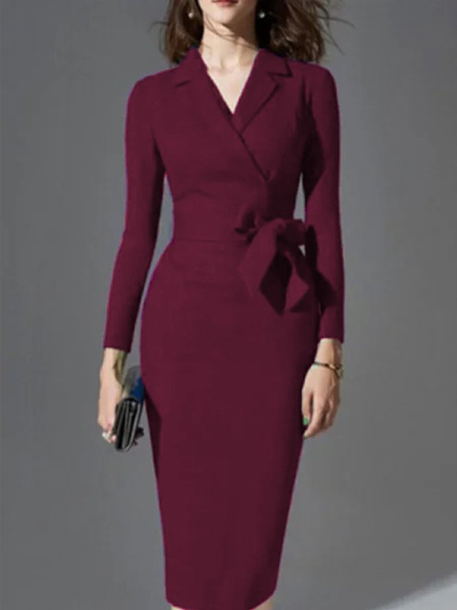 Lapel Elegant Slim Fit Work Formal Dress stylewe