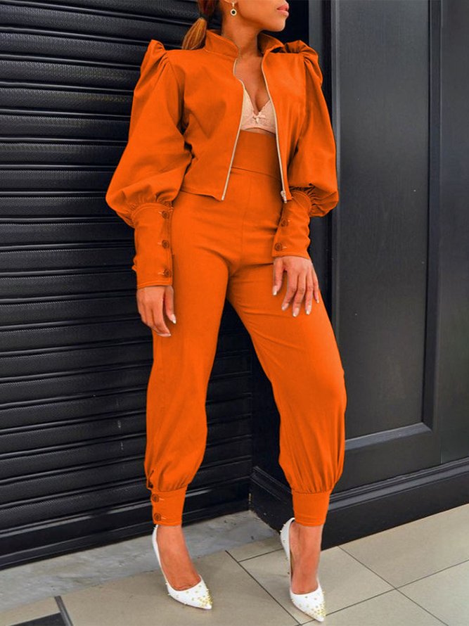 Loose Urban Stand Collar Plain Jacket stylewe