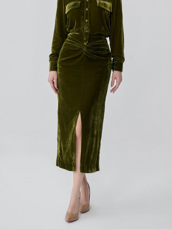 Elegant Plain Front Slit Skirt