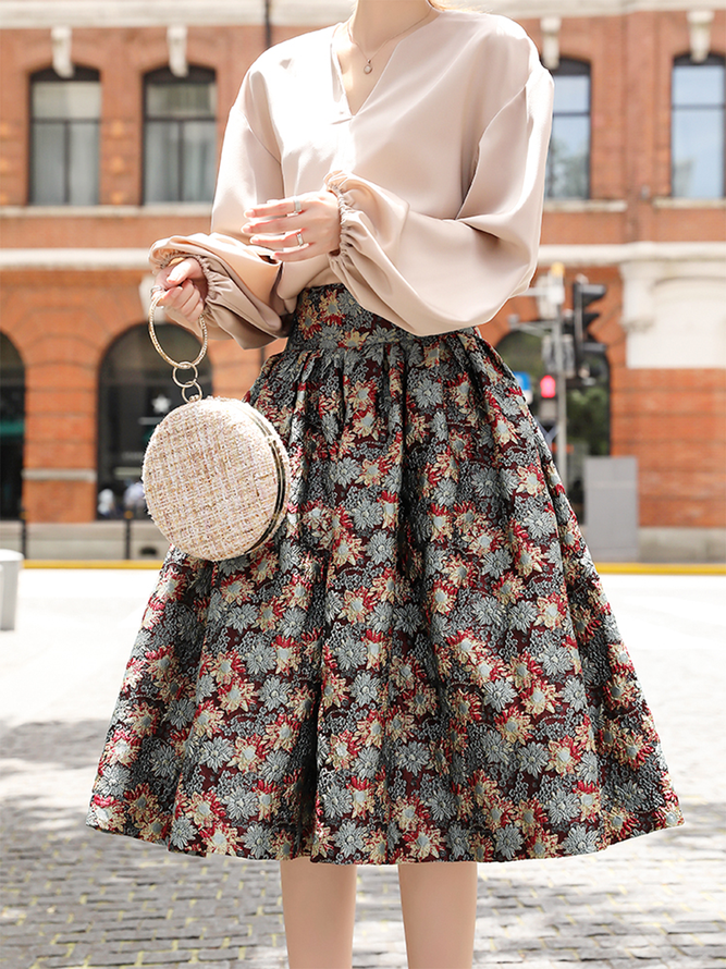 Regular Fit Elegant Floral Skirt