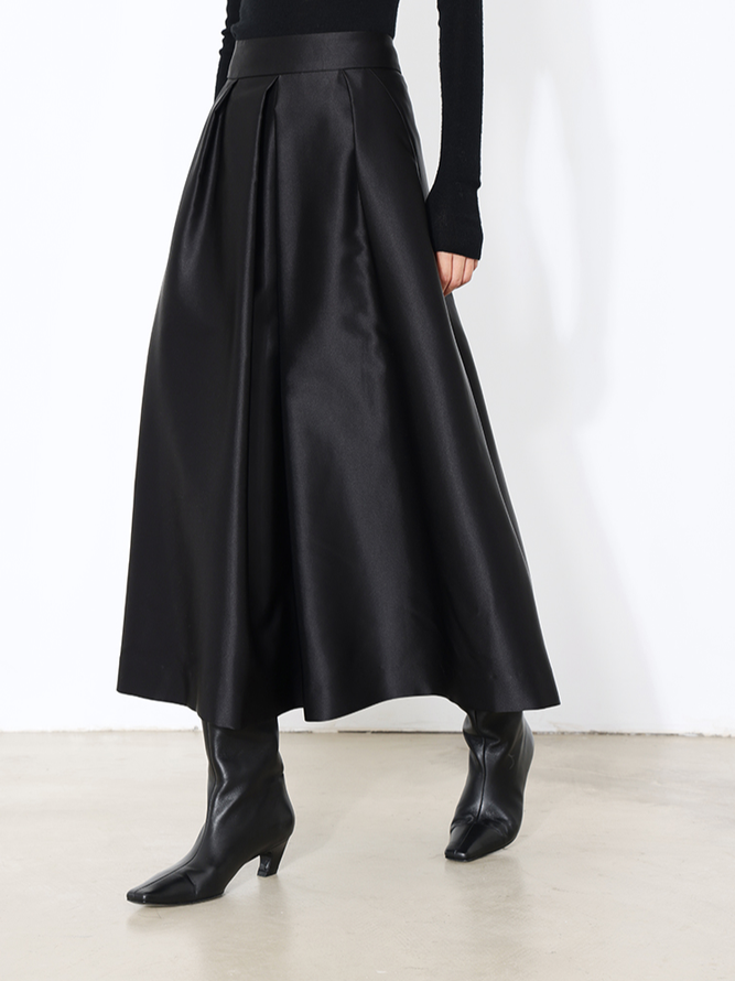 Elegant Satin Plain Skirt