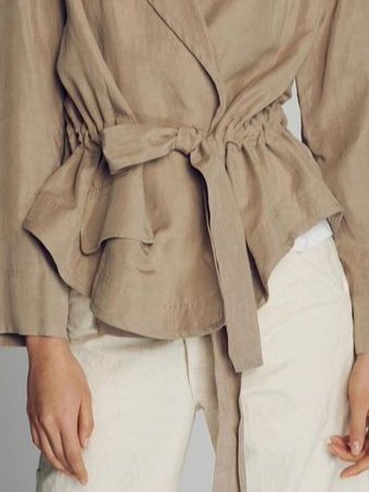 Regular Fit Elegant Linen Plain Trench Coat