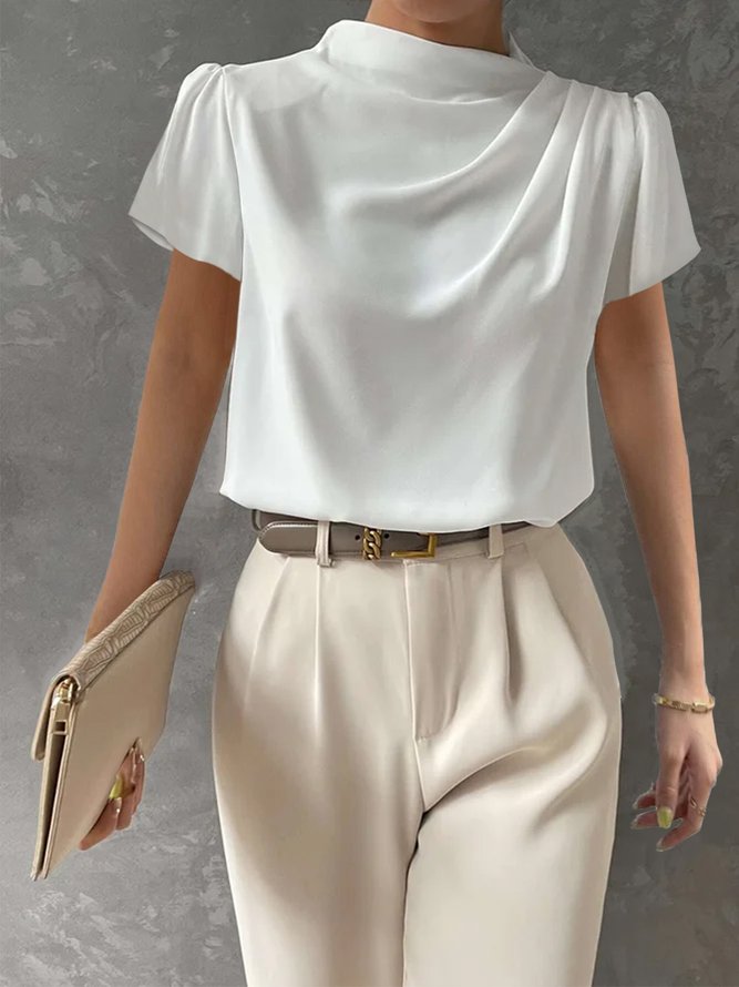 Asymmetrical Elegant Plain Regular Fit Shirt