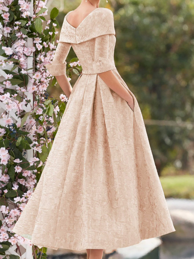 Elegant Regular Fit Wedding Party Pink Dress