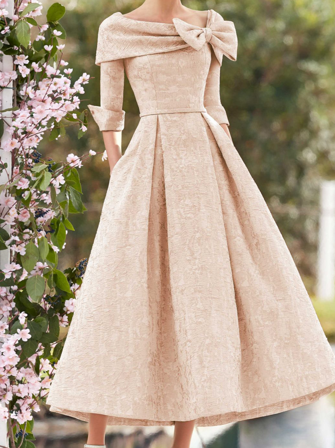 Elegant Regular Fit Wedding Party Pink Dress