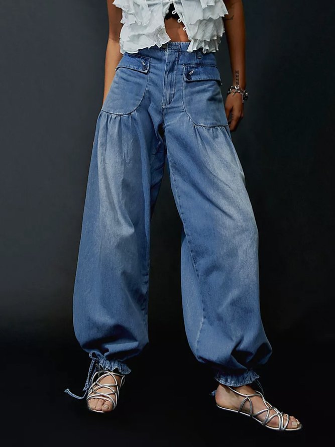 Denim Plain Casual Jeans