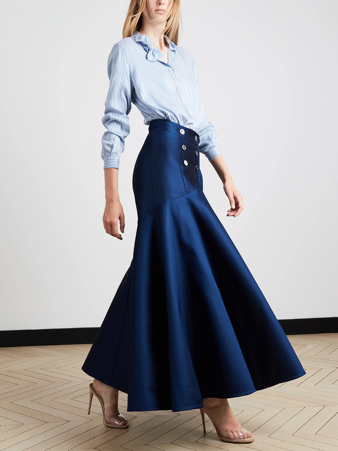 Plus Size Regular Fit Elegant Plain Skirt