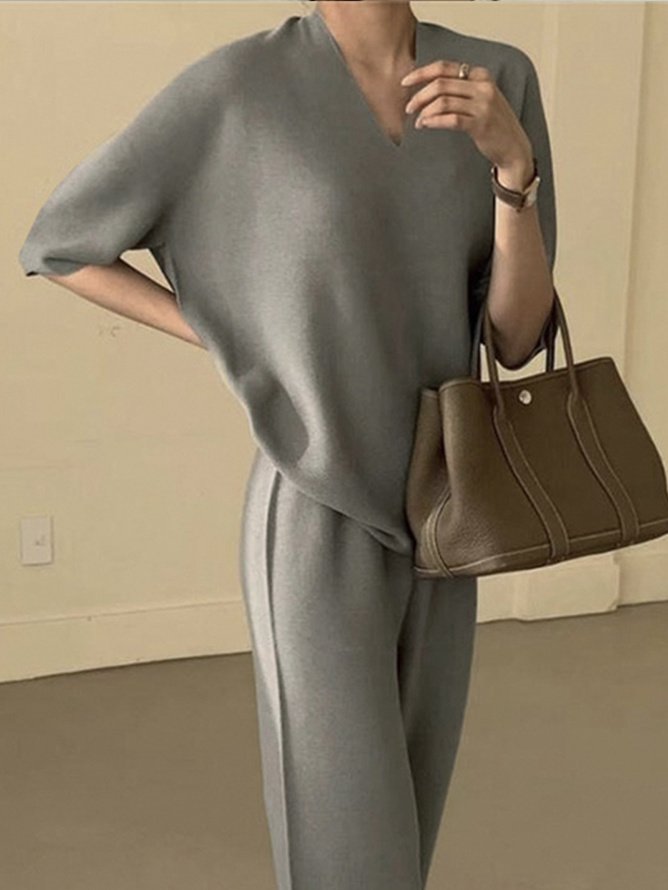 Plus Size Plain Regular Fit Urban Acrylic Sweater