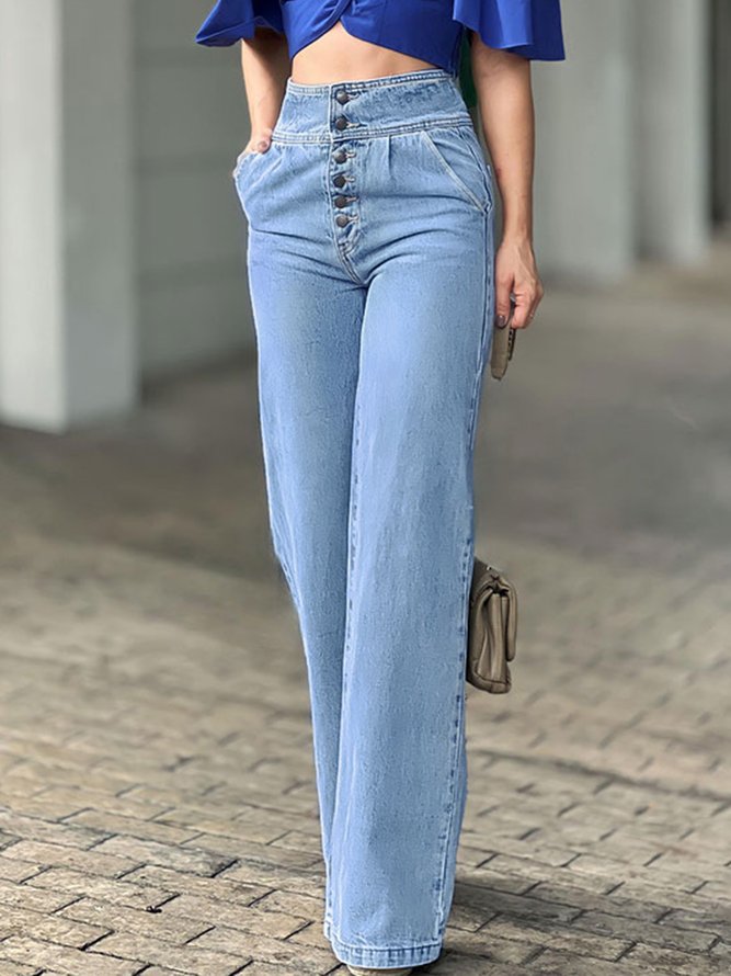 Daily Denim Plain Casual Regular Fit Jeans