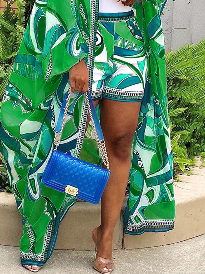 Plus Size Abstract Graphic Vacation Oversize Long Kimono