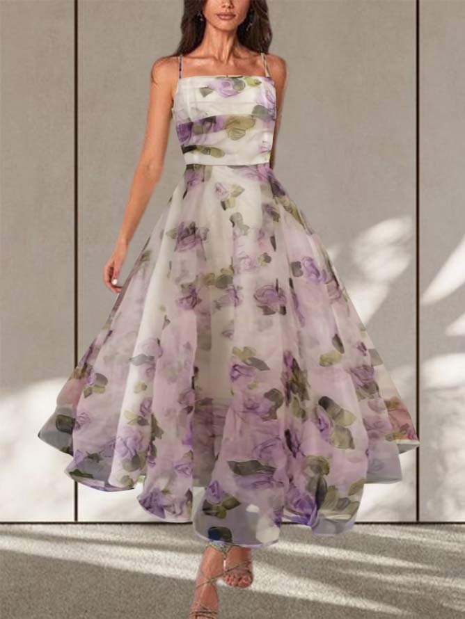 Floral Elegant Strapless Wedding Guest Dress
