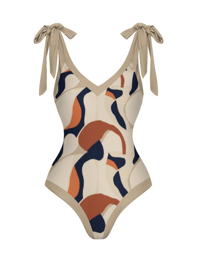 Vacation Abstract Printing One Piece With Cover Up