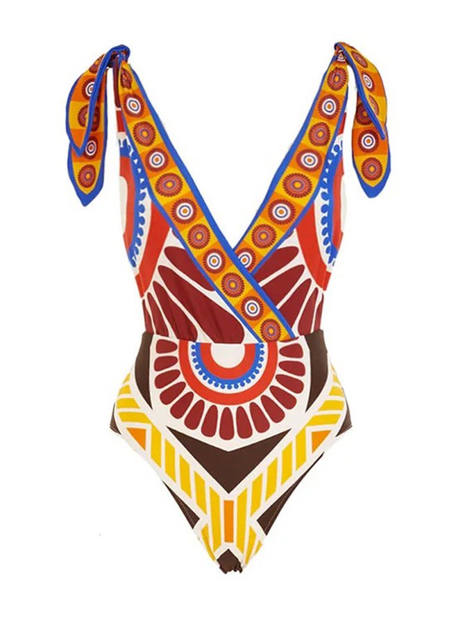 Ethnic Printing Ethnic One Piece With Cover Up