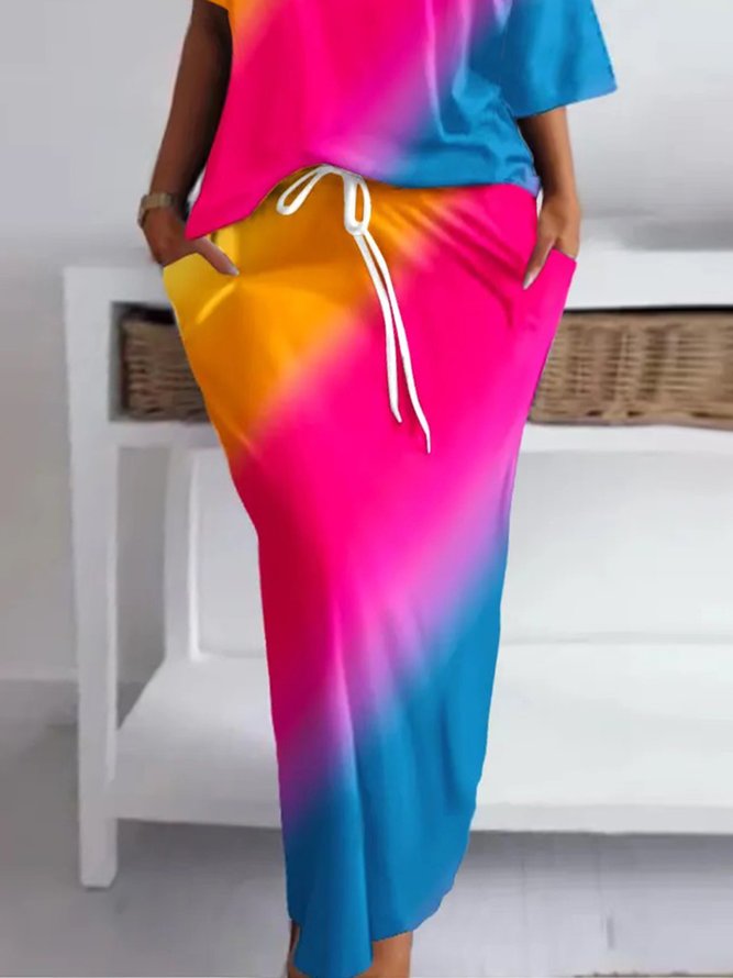 Regular Size Vacation Loose Ombre Skirt