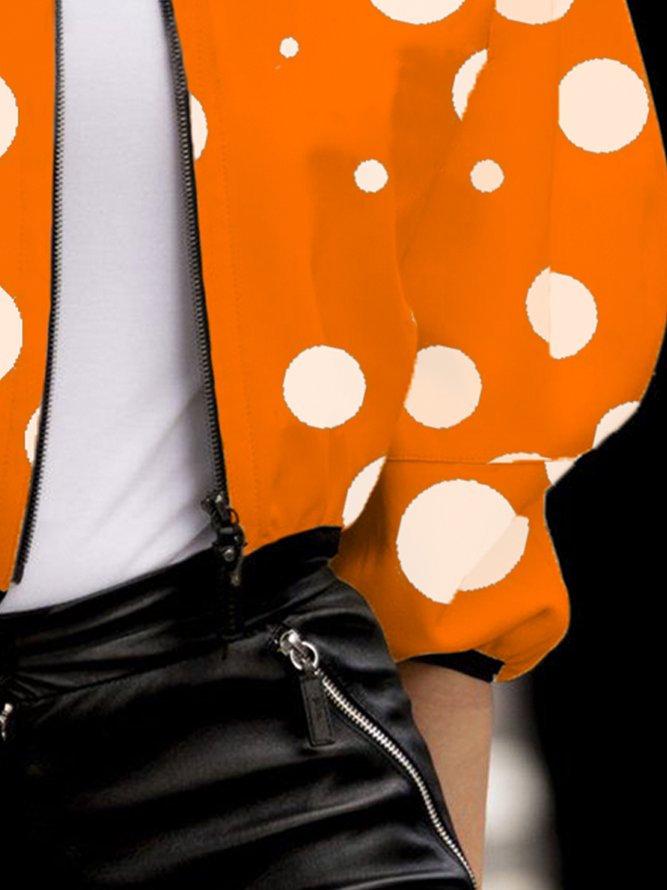 Loose Polka Dots Stand Collar Urban Jacket