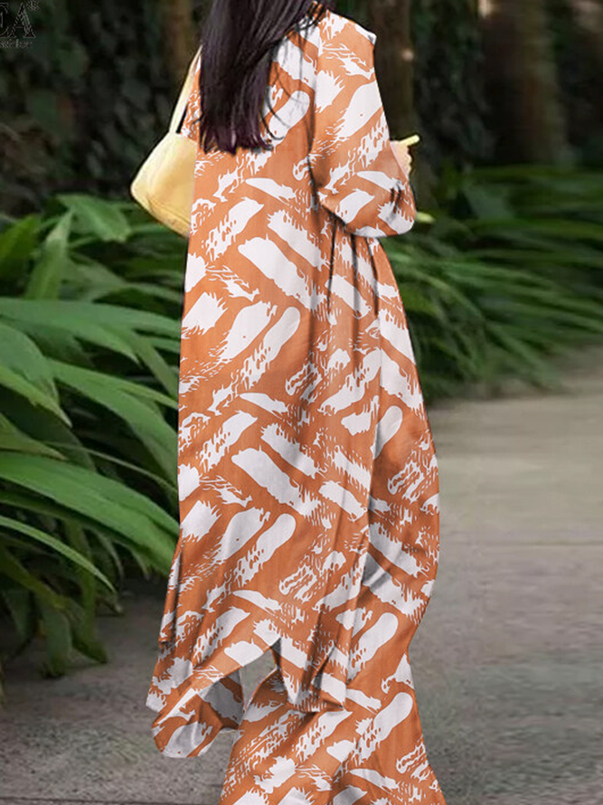 Loose Abstract Long sleeve Urban Mid-long Kimono