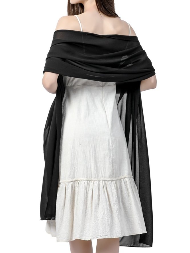 Party Evening Elegant Cool Chiffon Solid Color Shawl