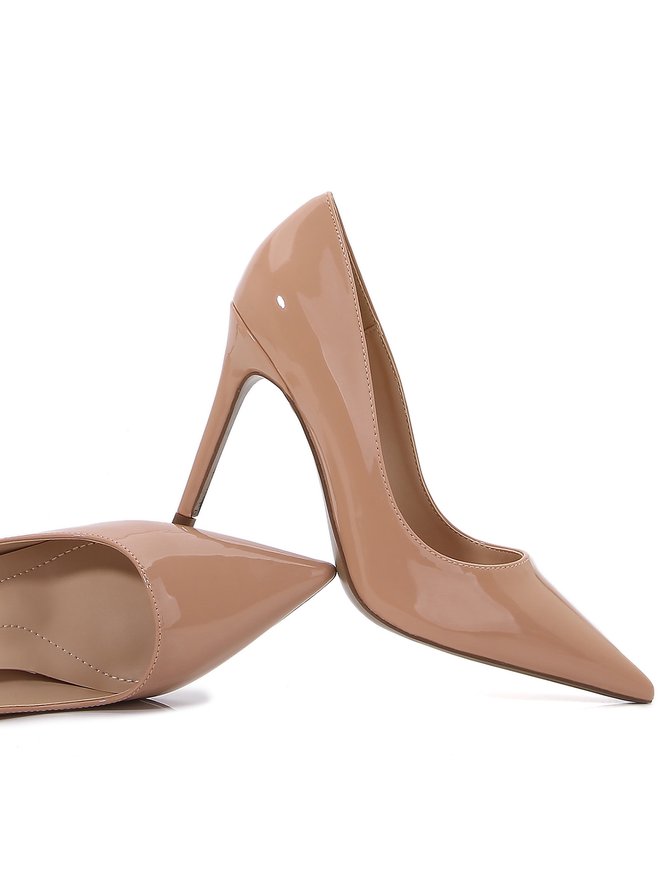 Apricot Patent Leather Pointed Toe Pumps