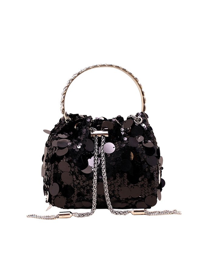 Prom Party Sequins Tassel Chain Bucket Bag