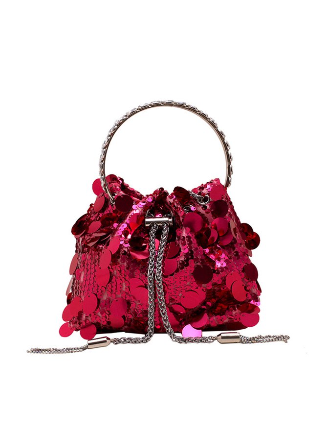 Prom Party Sequins Tassel Chain Bucket Bag