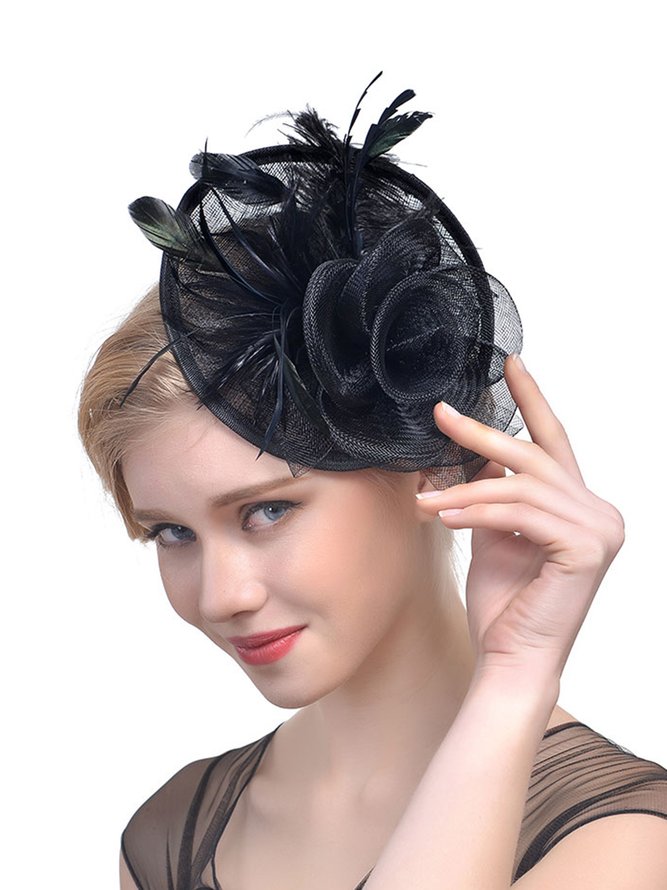 Flower Imitation Feather Mesh Party Hat Hair Clips