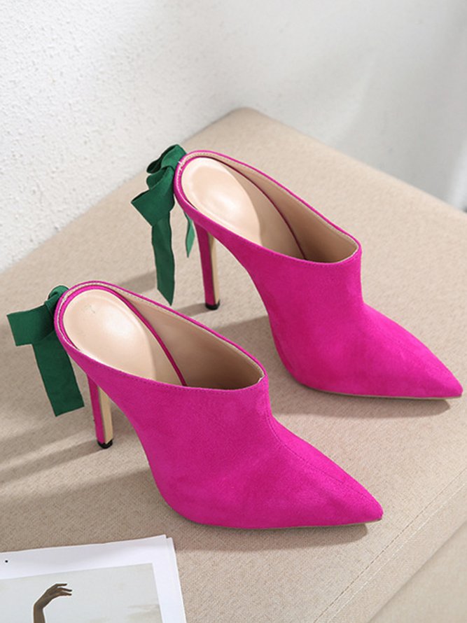 Color Block Fashion Ankle Strap Stiletto Heel Mules