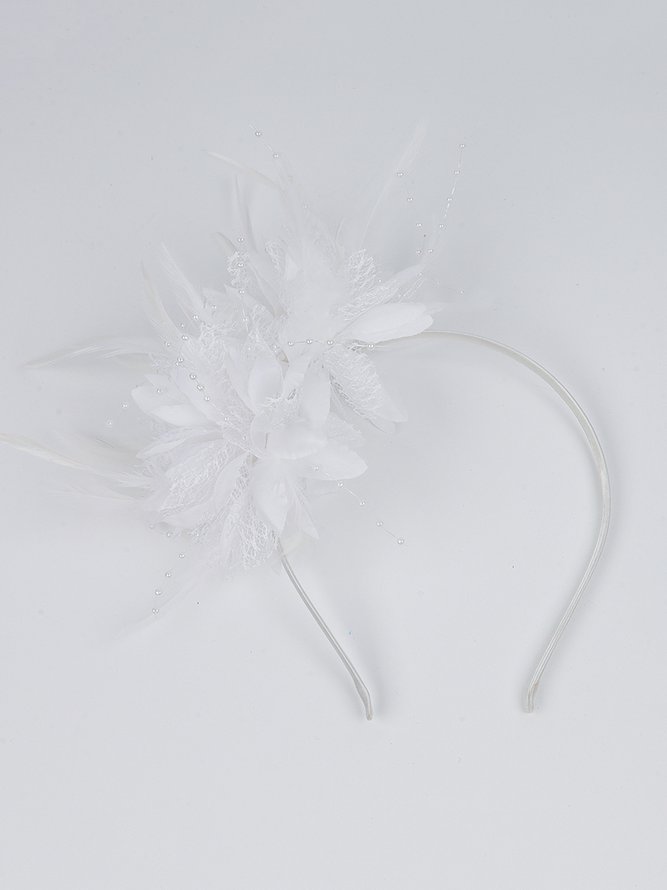 Floral Mesh Faux Feather Beading Party Hair Hoop